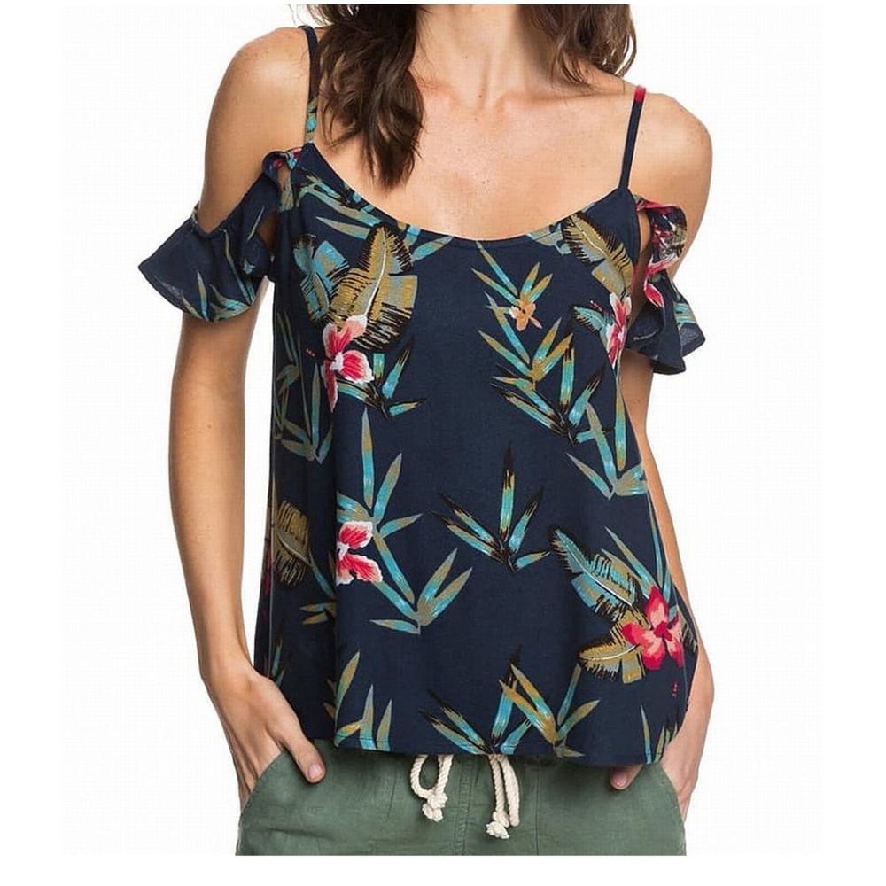 Roxy Dreamland Cold-Shoulder Floral-Print Knit Top